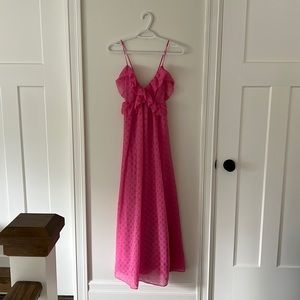 Pink polka dot ruffle dress NWT